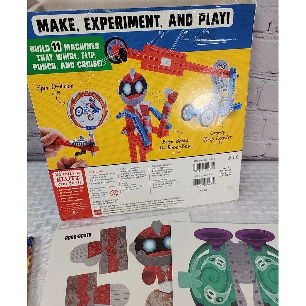 Lego Gear Bots Klutz Certified Create 8 Machines 64 Page Book & 60 Lego Elements